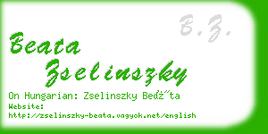 beata zselinszky business card